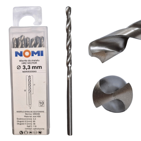 Wiertło do metalu HRC VECTOR 3,3mm NOMI