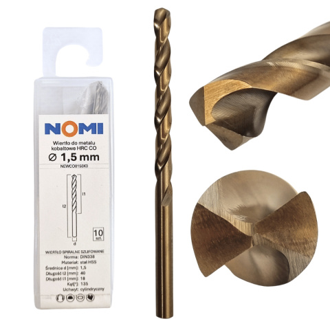 Wiertło do metalu kobaltowe HRC CO 1,5mm NOMI