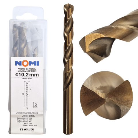 Wiertło do metalu kobaltowe HRC CO 10,2mm NOMI Wiertło do metalu kobaltowe HRC CO 10,2mm NOMI