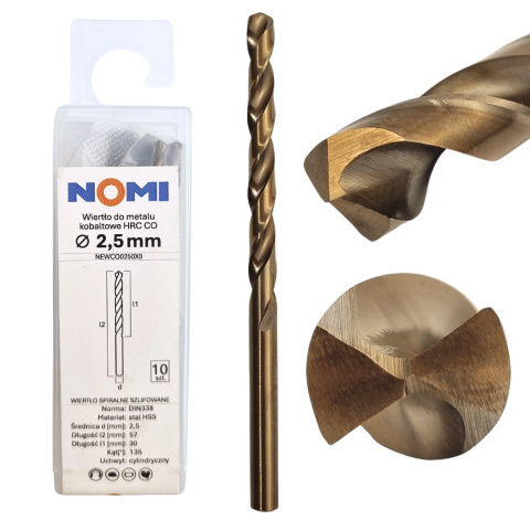 Wiertło do metalu kobaltowe HRC CO 2,5mm NOMI