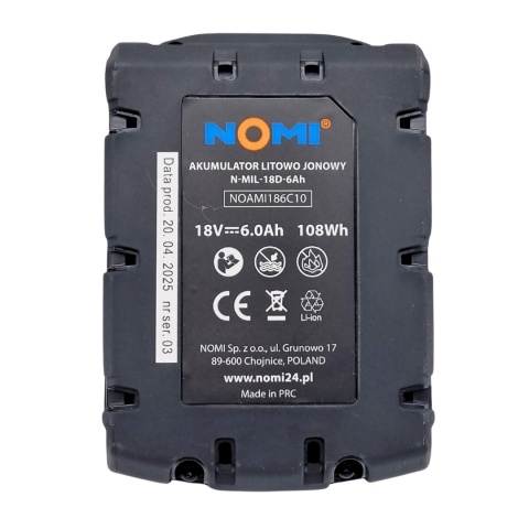 Akumulator litowo jonowy 18V 6,0Ah N-MIL-18D-6Ah do Milwaukee M18 zamiennik Akumulator litowo jonowy 18V 6,0Ah N-MIL-18D-6Ah do Milwaukee M18 zamiennik