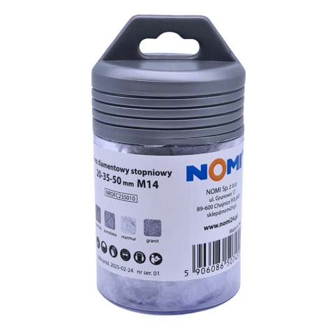 Frez diamentowy stopniowy 20-35-50mm M14 NOMI Frez diamentowy stopniowy 20-35-50mm M14 NOMI