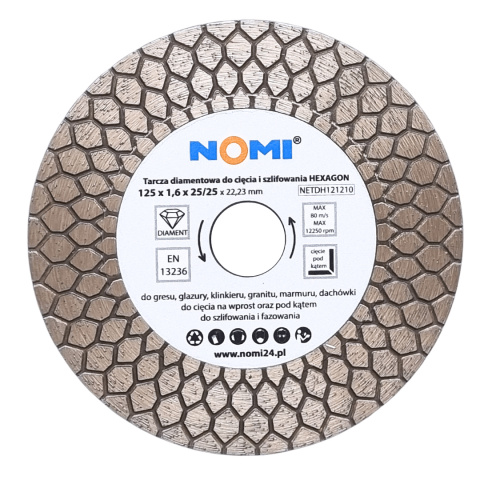 Tarcza diamentowa HEXAGON 125x1,6x25/25 NOMI Tarcza diamentowa HEXAGON 125x1,6x25/25 NOMI