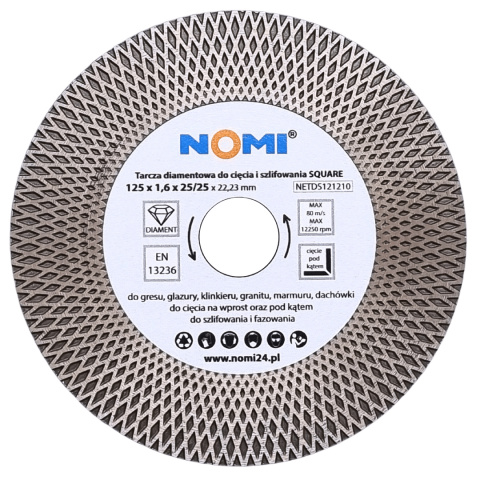 Tarcza diamentowa SQUARE 125x1,6x25/25 NOMI Tarcza diamentowa SQUARE 125x1,6x25/25 NOMI