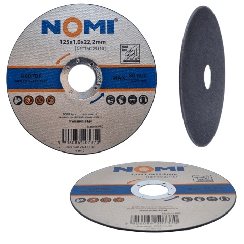 Tarcza do cięcia metalu 125 x 1,0 mm do stali nierdzewnej Inox NOMI
