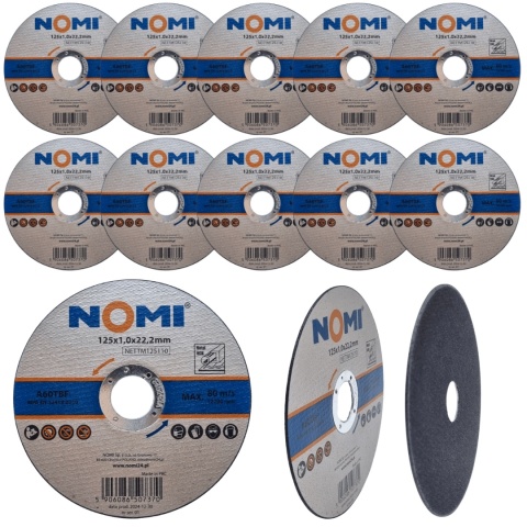 Tarcza do cięcia metalu 125 x 1,0 mm do stali nierdzewnej Inox NOMI 10 szt.