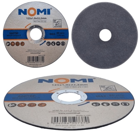 Tarcza do cięcia metalu 125 x 1,0 mm do stali nierdzewnej Inox NOMI 50 szt. Tarcza do cięcia metalu 125 x 1,0 mm do stali nierdzewnej Inox NOMI 50 szt.