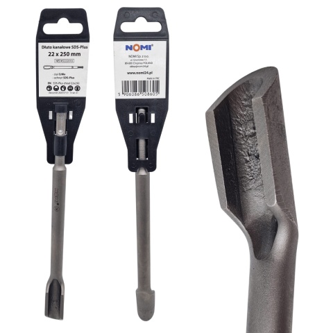 Dłuto SDS-Plus Kanałowe 22 x 250 mm do Rowków Przewodów Betonu stal Cr-Mo +