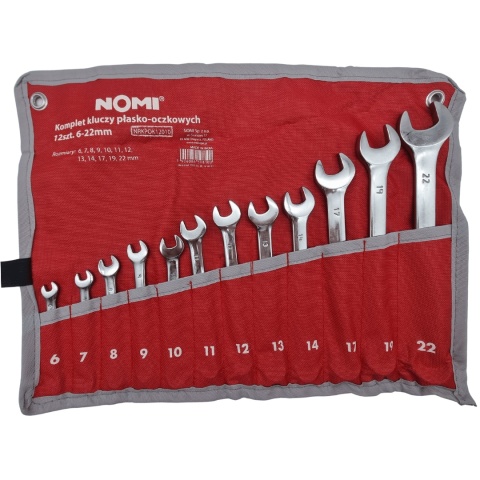 Komplet kluczy płasko-oczkowych 12szt. 6-22mm