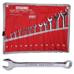 Komplet kluczy płasko-oczkowych SUPERWORK 12szt. 6-22mm