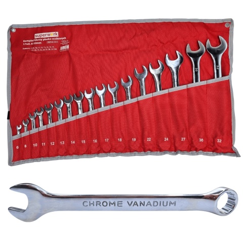 Komplet kluczy płasko-oczkowych SUPERWORK 17szt. 6-32mm