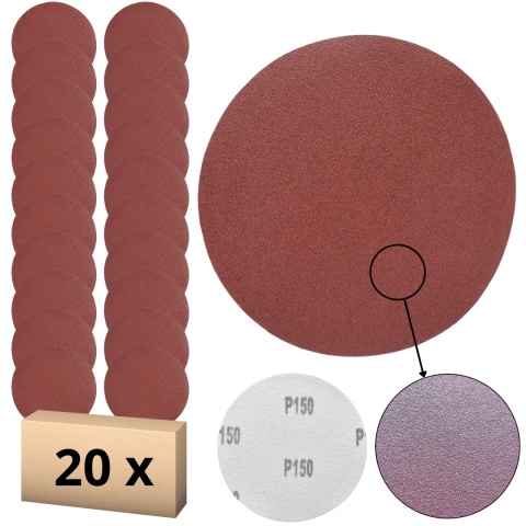 Krążek ścierny 125mm na rzep 20szt. P150 Krążek ścierny 125mm na rzep 20szt. P150