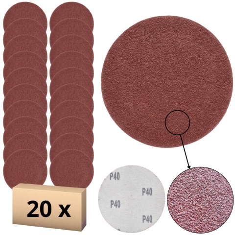 Krążek ścierny 125mm na rzep 20szt. P40 Krążek ścierny 125mm na rzep 20szt. P40