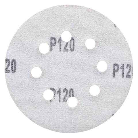 Krążek ścierny 125mm na rzep z 8 otworami 20szt. P120 Krążek ścierny 125mm na rzep z 8 otworami 20szt. P120