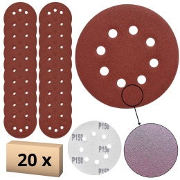 Krążek ścierny 125mm na rzep z 8 otworami 20szt. P150