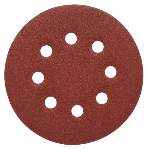 Krążek ścierny 125mm na rzep z 8 otworami 20szt. P150 Krążek ścierny 125mm na rzep z 8 otworami 20szt. P150