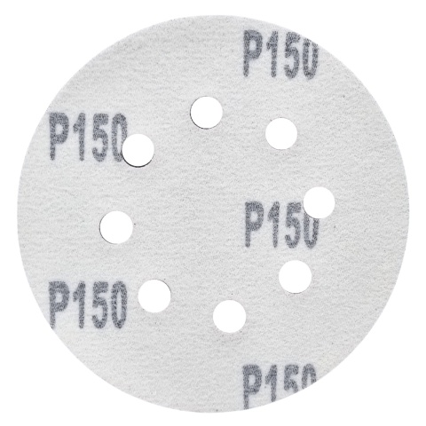 Krążek ścierny 125mm na rzep z 8 otworami 20szt. P150 Krążek ścierny 125mm na rzep z 8 otworami 20szt. P150