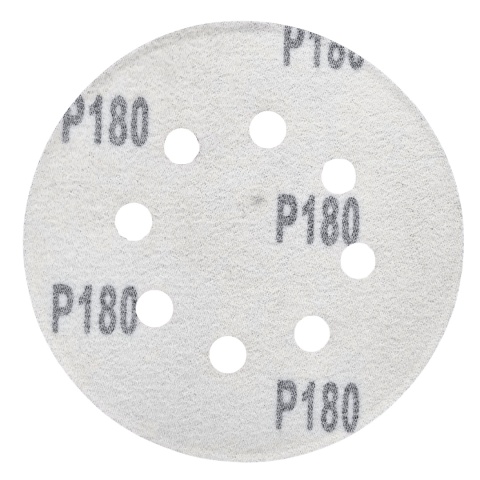 Krążek ścierny 125mm na rzep z 8 otworami 20szt. P180 Krążek ścierny 125mm na rzep z 8 otworami 20szt. P180