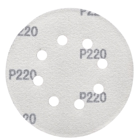 Krążek ścierny 125mm na rzep z 8 otworami 20szt. P220 Krążek ścierny 125mm na rzep z 8 otworami 20szt. P220