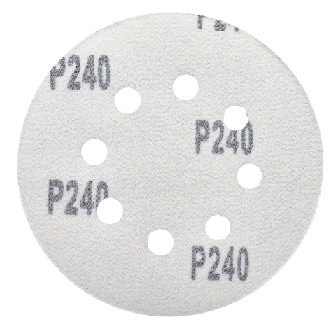 Krążek ścierny 125mm na rzep z 8 otworami 20szt. P240 Krążek ścierny 125mm na rzep z 8 otworami 20szt. P240