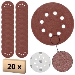 Krążek ścierny 125mm na rzep z 8 otworami 20szt. P80