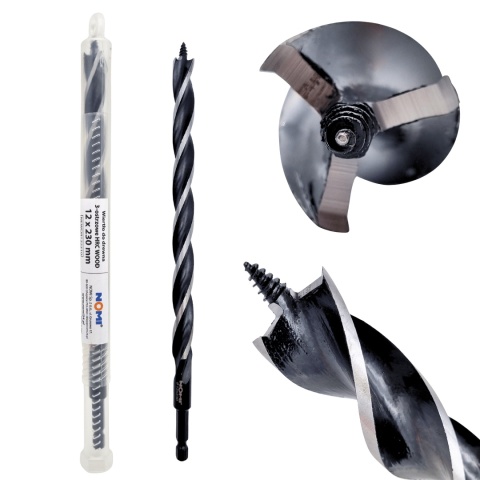 Wiertło do drewna 3-ostrzowe HRC WOOD 12 x 230 mm