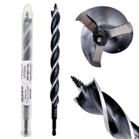 Wiertło do drewna 3-ostrzowe HRC WOOD 16 x 230 mm