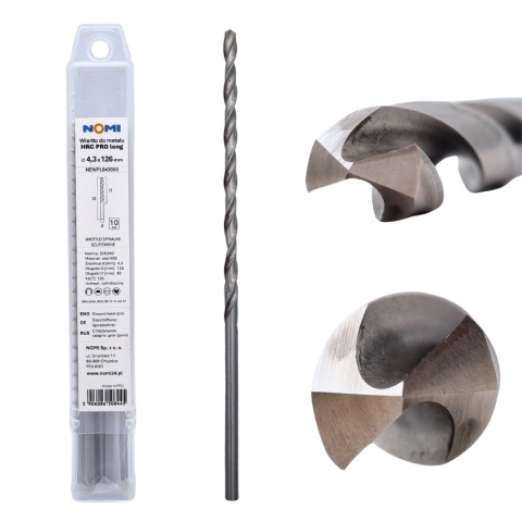 Wiertło do metalu HRC PRO long 4,3x126mm NOMI Wiertło do metalu HRC PRO long 4,3x126mm NOMI