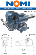 Imadło ślusarskie wielofunkcyjne 3D 150mm z kowadłem NOMI