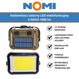 Naświetlacz solarny LED S-NOVA 1000 lm NOMI