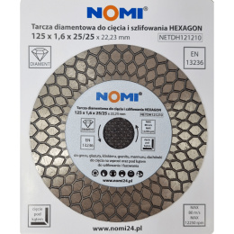 Tarcza diamentowa HEXAGON 125x1,6x25/25 NOMI