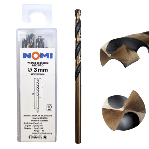 Wiertło do metalu HRC PRO 3mm NOMI